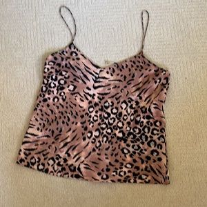 Paige Cicely Faded Leopard Silk Cami Size Small